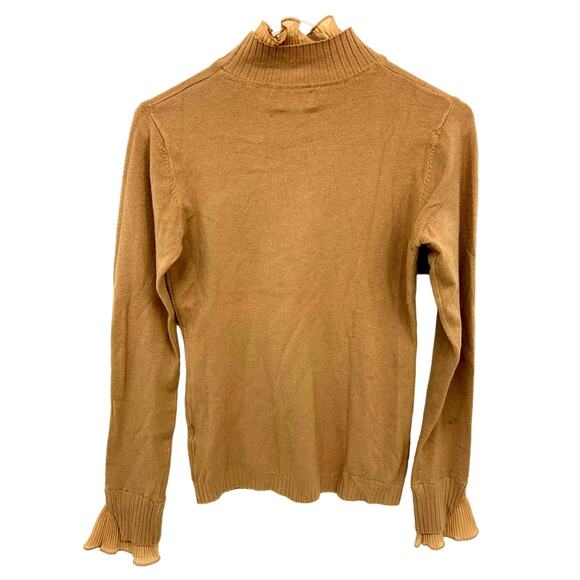 On Twelfth Brown Turtle Neck Long Sleeve Sweater Top Size S - Picture 3 of 8